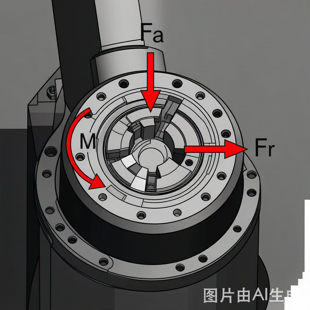 Slewing bearing combined load diagram: axial Fa, radial Fr, overturning moment M