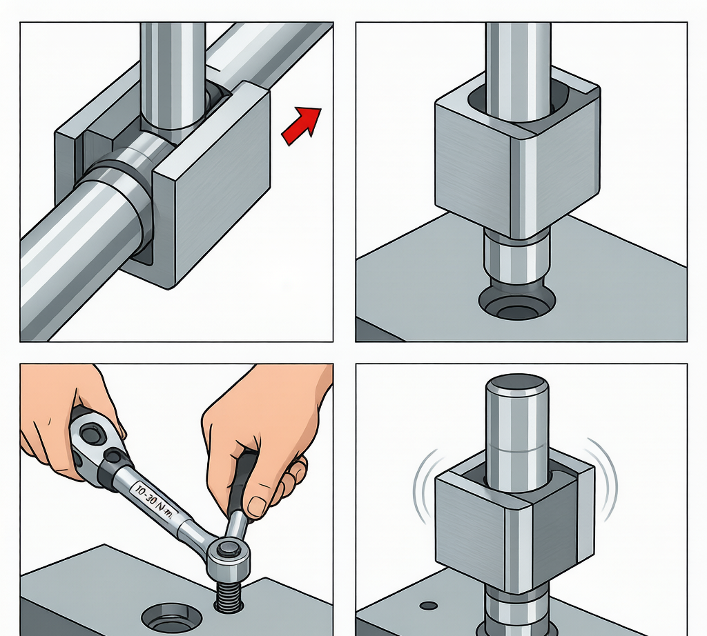 Pillow block bearing installation procedure: 4-step visual guide with torque wrench