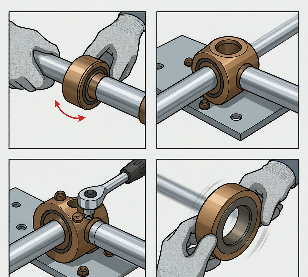 Pillow block bearing installation procedure: 4-step visual guide with torque wrench