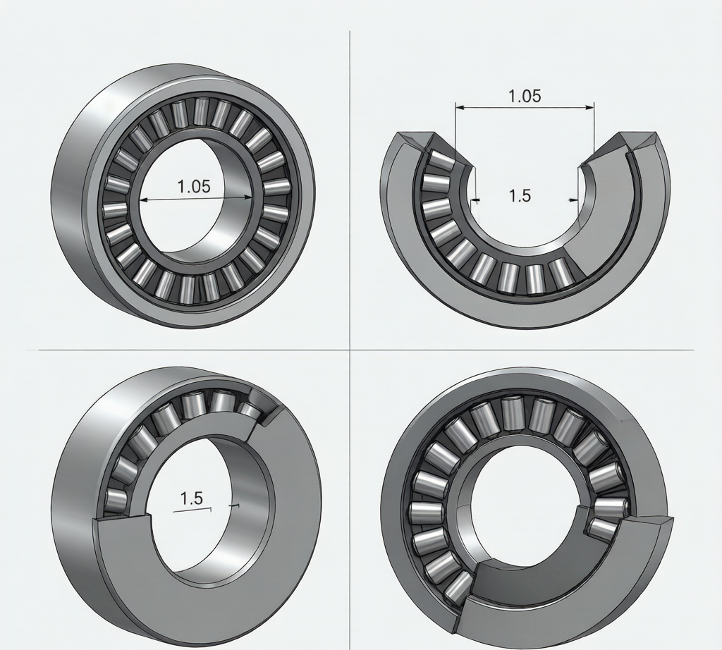 Needle roller vs cylindrical roller bearing radial section height comparison